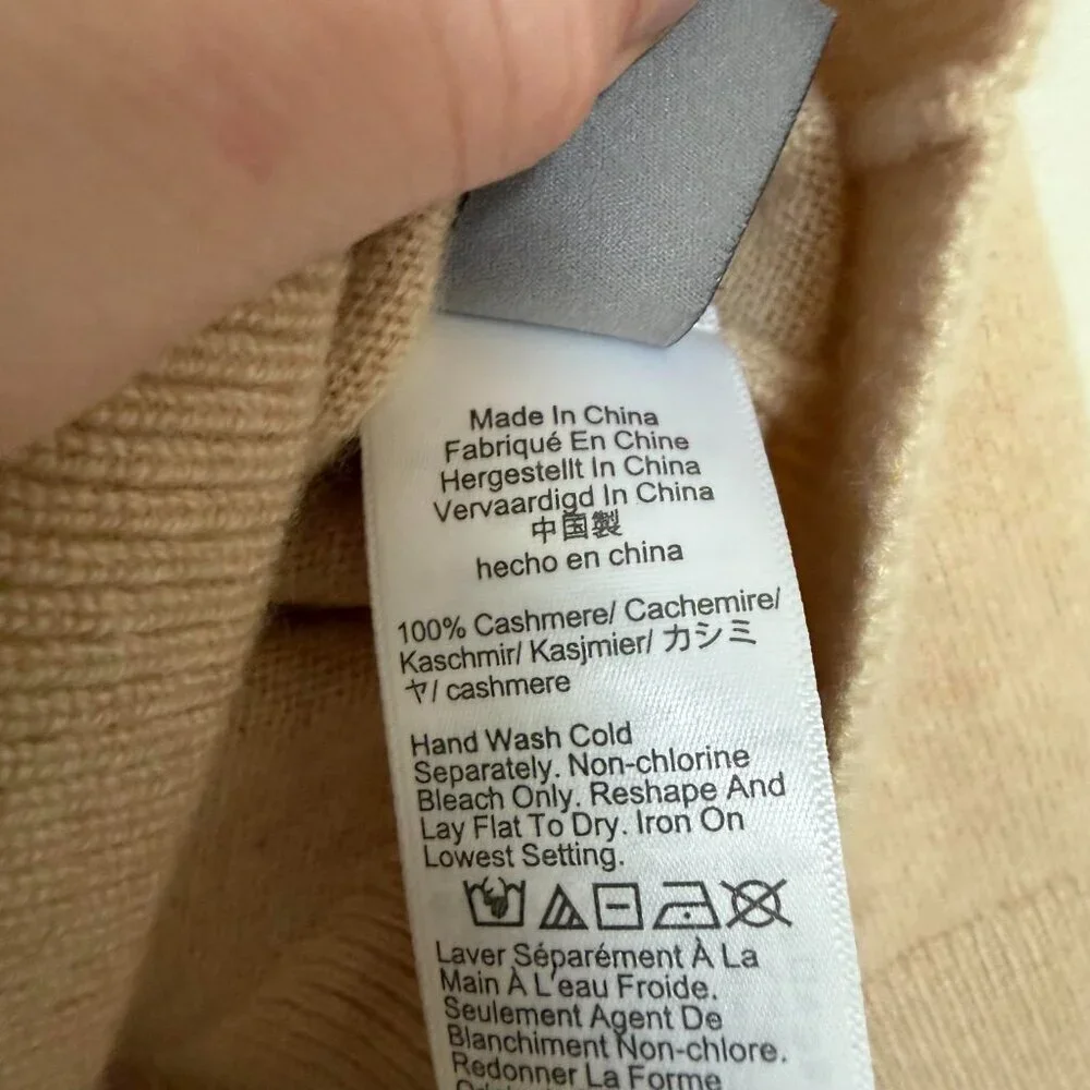J. Crew 100% Cashmere Cardigan Sweater Quiet Luxury Minimalist Sand - XXS